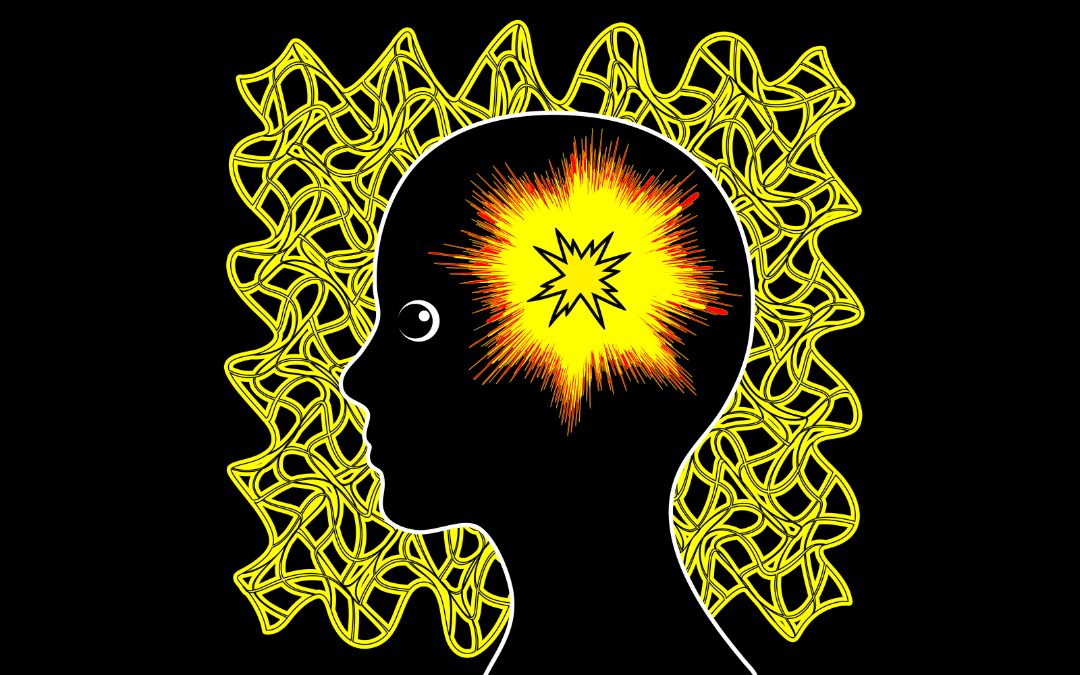An illustration of an explosion in the brain, symbolising the impact trauma has.